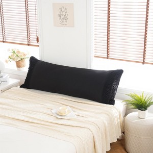 Macrame Tassel Pillowcases – Soft Decorative Pillow Covers with Fringe, Boho Style Deep Pocket Design, Queen/King/Body Options - 1 of 4