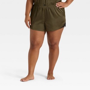 Women's Lace Trim Satin Pajama Shorts - Auden™ - 1 of 3