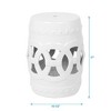 Kumasinova 17" Glazed Ceramic Drum Stool Outdoor End Table with 250lbs Max,Versatile Decor Piece,Accent Side Table with Hollow Carved Silhouette,White - 2 of 4