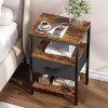 Nightstand with Charging Station, Bed Side Table with Adjustable Fabric Drawer, 3-Tier Storage - 3 of 4