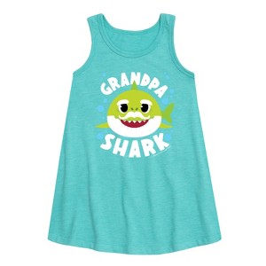 Girls' - Baby Shark - Grandpa Shark Graphic Sleeveless Aline Dress - 1 of 4