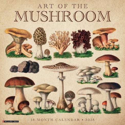 Willow Creek Press Art of the Mushroom 2025 Wall Calendar: Monthly, 12x12 Inches, Paper, Sewn Binding, All Ages - image 1 of 4