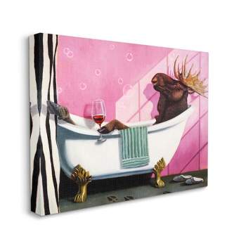 Stupell Industries Moose with Wine Bathroom Claw Tub Relaxation