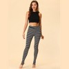 Allegra K Women's Printed High Waist Elastic Waistband Yoga Stirrup Pants  White Black-color Stripe Small : Target