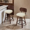Swivel Bar Stools Set of 2, 26" Upholstered Faux Leather Counter Height Barstools with Walnut Back & Bentwood Legs - Leovsnove - 2 of 4