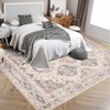 Vintage Rug Irregular Medallion Area Rug Ultra-Thin Non Slip Floral Print Indoor Mat for Living Room Dining Room Bedroom Farmhouse - 4 of 4