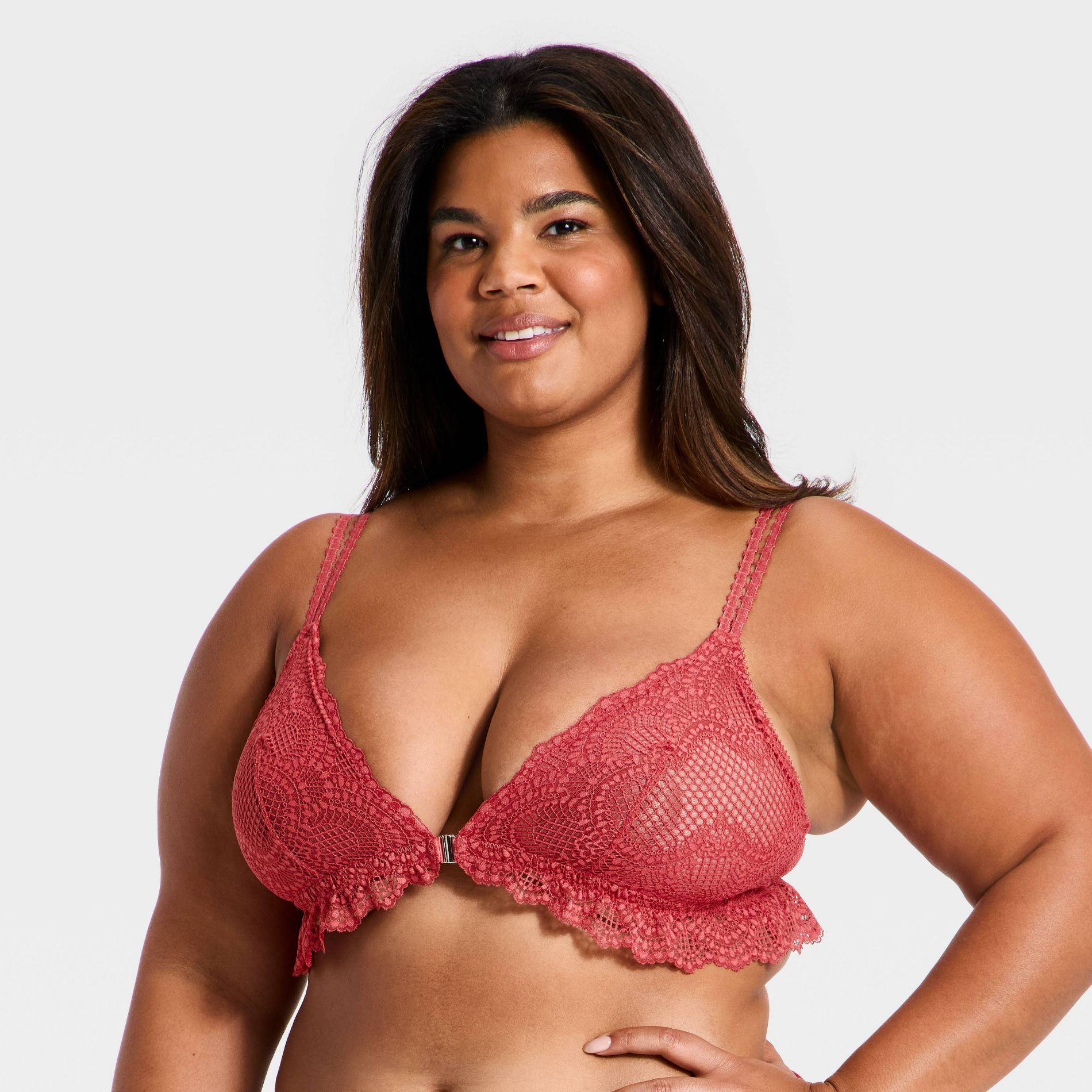 Women's Front Close Lace Bralette - Auden™ Red XXL