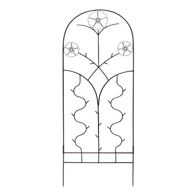 72" Tall Iron Primrose Decorative Garden Trellis Black Powder Coat Finish - Achla Designs