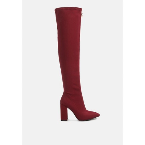 London Rag Ronettes Over The Knee Boot Burgundy Size 6