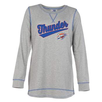 NBA Oklahoma City Thunder Women's Gray Long Sleeve Team Slugger Crew Neck T-Shirt