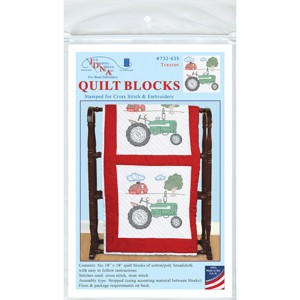 Jack Dempsey Stamped White Quilt Blocks 18"X18" 6/Pkg-Tractor - 1 of 3