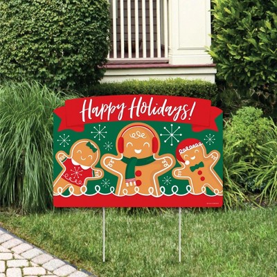 Big Dot of Happiness Gingerbread Christmas - Gingerbread Man Holiday Party Yard Sign Lawn Decorations - Happy Holidays Party Yardy Sign