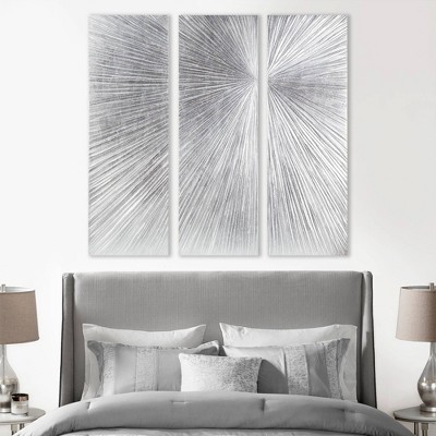 Silver Sunburst Hand Painted Dimensional Resin Wall Art Set