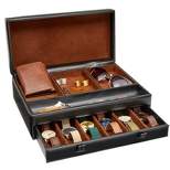 Juvale Faux Leather Dresser, Organizer & Valet Tray for Watches and Jewelry, Black, 12.6 x 9 x 4 in