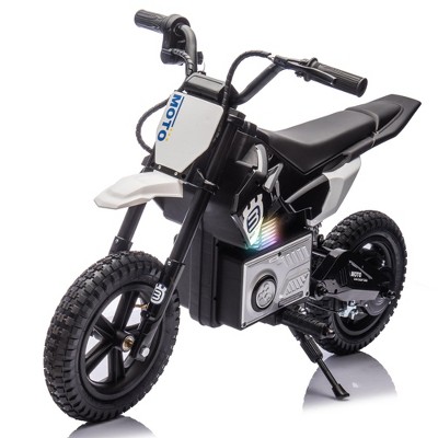 Lomsoe 24V Kids Ride On Electric Toy Motocross Motorcycle,200W High Speed Hub Motor,Rear wheel shock absorber,Adjustable speed,LED breath lamp