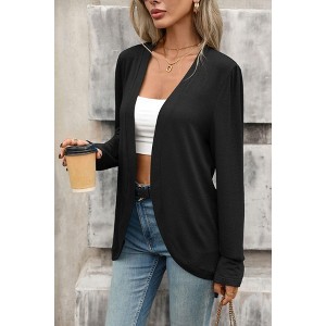 Women's Solid Open Front Cardigan – Long Sleeve Loose Fit Casual ...
