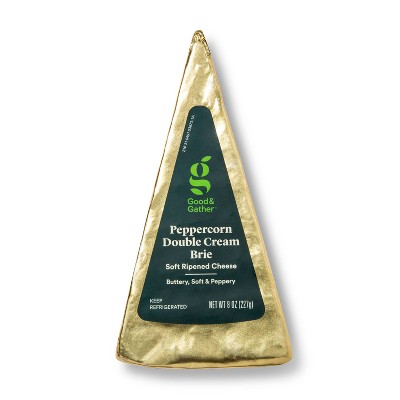 Peppercorn Double Cream Brie Soft Ripened Cheese Wedge - 8oz - Good & Gather™