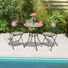 Tangkula 3 PCS Outdoor Bistro Set Patio Conversation Furniture Set w/ 1 Round Mosaic Coffee Table - 2 of 4