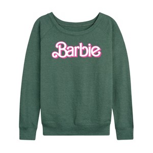 Women's - Barbie - Logo Retro-Women's French Terry Pullover Lightweight French Terry Wide Neck Long Sleeve Graphic Shirt - 1 of 4