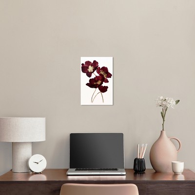 Wine Red and Gold Floral Canvas Wall Art, 10" x 15"