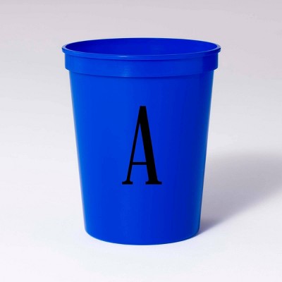 50ct 16oz Personalized Lettering 'A' Stadium Plastic Cups Royal Blue