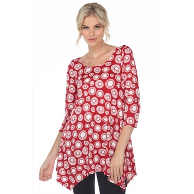 Women's Printed Geometric Circle Tunic Top - White Mark