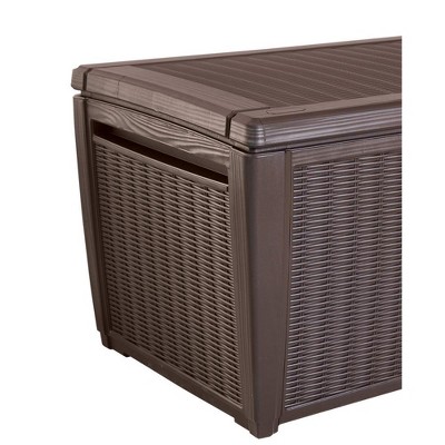 Large Garden Rattan Storage Box Weatherproof Outdoor Garden Storage Container Box Brown