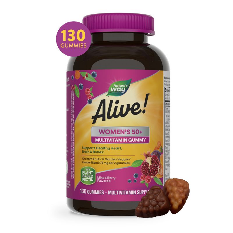 Nature&#39;s Way Alive! Women&#39;s 50+ Gummy Multivitamin - Mixed Berry Flavored - 130ct, 4 of 11