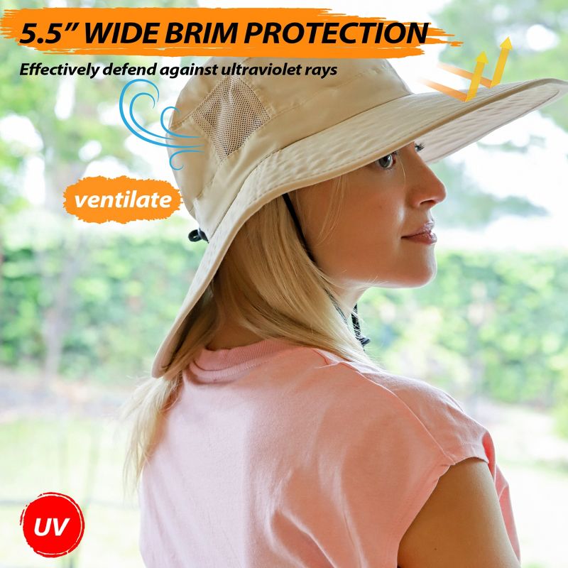 Tirrinia Wide Brim Boonie Hat w/ Removable Crown UV Protection Outdoor Hiking Garden Hats, 4 of 7