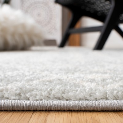 Light Grey and Ivory Synthetic Reversible Area Rug