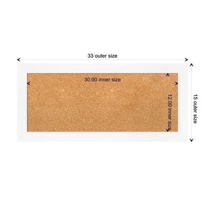 White Framed Natural Cork Bulletin Board, 36" x 18"