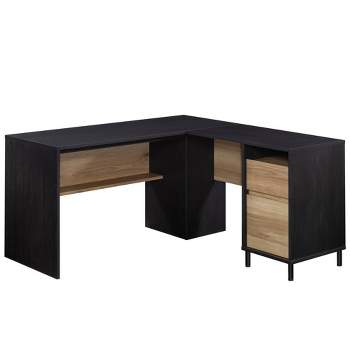 Acadia Way2 Drawer Modern L Shaped Desk Raven Oak - Sauder: Executive Office Furniture, Laminate Finish, Metal Feet