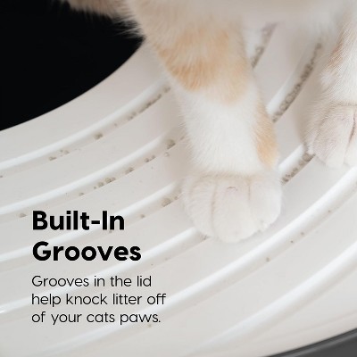Dark Gray and White Round Top Entry Cat Litter Box with Scoop