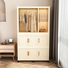 Whisen Wardrobe Closet Storage Organizer, Clothes Dresser, 9 Magnetic Doors-9 Cubes & 1 Hanging Rod, 6 pcs Hangers - 3 of 4
