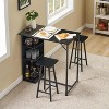 DobleePy 3-Piece Bar Table and Stools Set for 2, Counter Height with Storage Shelves, Space-Saving Kitchen, Apartment & Breakfast Nook Furniture - 2 of 4