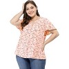 Agnes Orinda Plus Size Womens Tops Keyhole Flutter Short Sleeve Chiffon Floral Pattern - 3 of 4