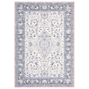 Area Rugs for Living Room Non Slip Non Sedding Machine Washable Rug Vintage Floral Medallion Low Pile Foldable Carpet for Bedroom Dining Room - 1 of 4