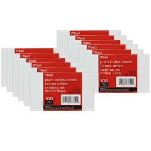 Mead® Index Cards, Plain, 3 x 5, 100 Per Pack, 12 Packs - 1 of 2