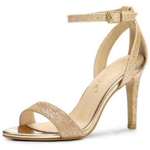 Gold glitter outlet ankle strap heels