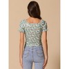 INSPIRE CHIC Women's Ruched Front Short Sleeve Floral Cropped Tops - 3 of 4