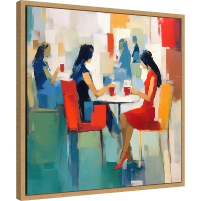 Abstract Maple Framed Canvas Wall Art, 22x22 Inches
