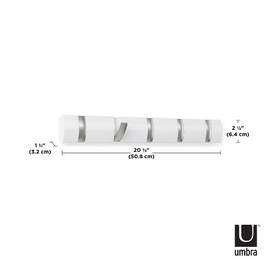 Sleek White 5-Hook Retractable Solid Wood Coat Rack