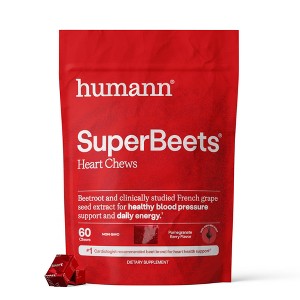Humann SuperBeets Heart Chews Vegan for Blood Pressure Support & Heart Health - Pomegranate Berry - 60ct - 1 of 4