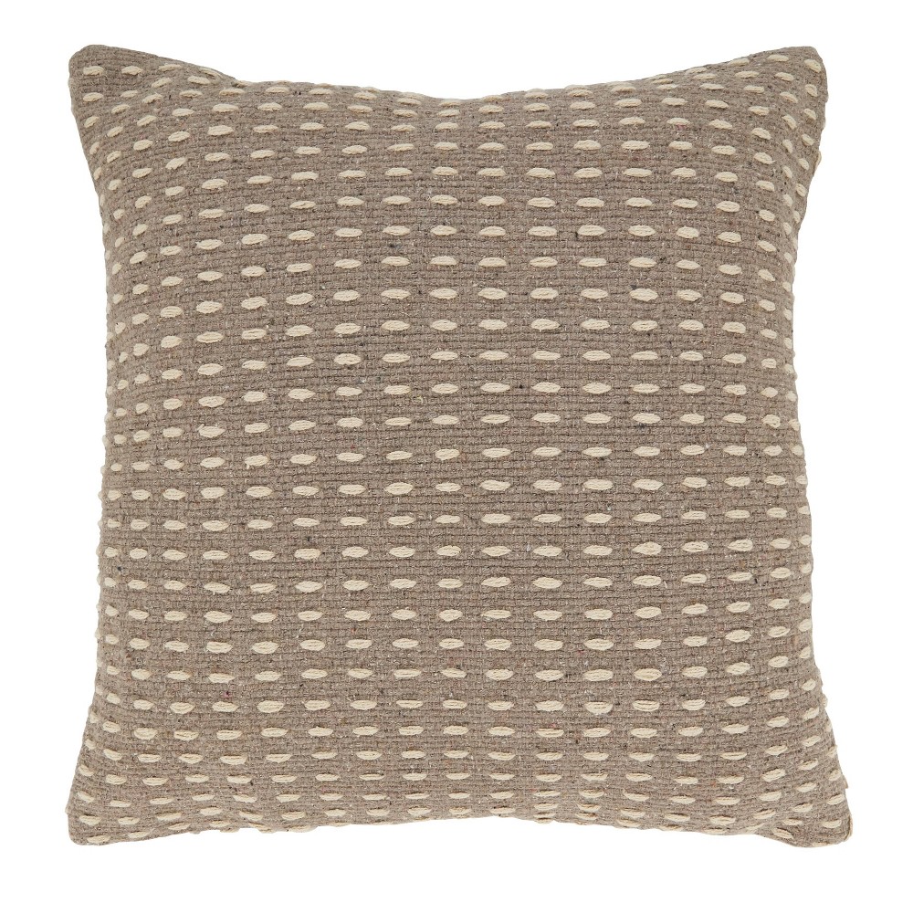 Photos - Pillow 20"x20" Oversize Woven Wonder Dashed Poly Filled Square Throw  Gray - Saro Lifestyle: Cotton Fabric, Indoor Decorative