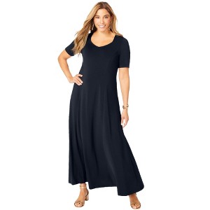 Jessica London Women's Plus Size Stretch Knit Sweetheart Maxi Dress - 1 of 4