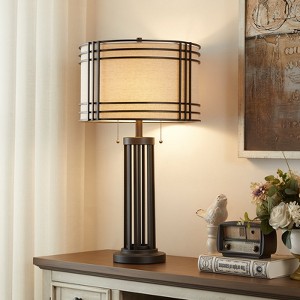 GTCLIGHTING Farmhouse Table Lamps for Living Room,30.5in Black Bedside Lamps with Dual Pull Chain Switch for Bedroom Office - 1 of 4