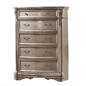 42" Northville Chest Antique Silver - Acme Furniture: 5-Drawer Wood Storage, Metal Glides, No Assembly Required - 1 of 4