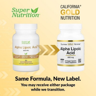 California Gold Nutrition Alpha Lipoic Acid, 600 mg, 60 Veggie Capsules