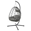 Skran Egg Chair with Stand Indoor Outdoor Swing Chair Patio Wicker Hanging Egg Chair Hanging Basket Chair with Stand - 4 of 4