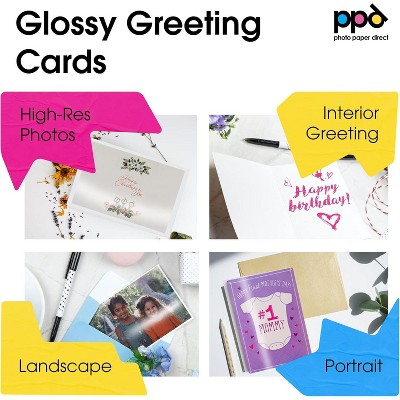Glossy White Printable Greeting Cards for Inkjet Printers, 8.5 x 11 Inches, 50 Sheets